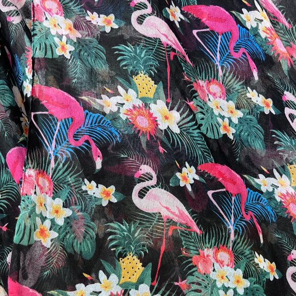 Women Sheer Flamingo Print Kimono Wrap Cover Up OS Open Front Summer Resortwear - Picture 10 of 10
